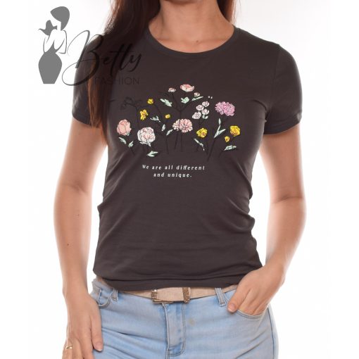 Virágmintás, rövid ujjú pamut felső S, M, L, XL