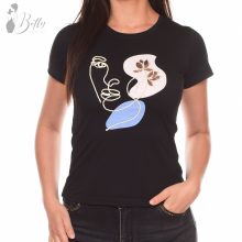 Női arc mintás, rövid ujjú pamut felső S, M, L, XL