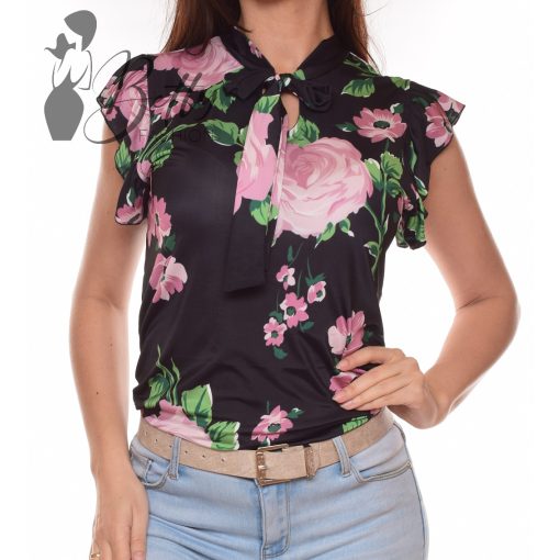 Nyakánál megkötős, fodros ujjú felső S/M, L/XL 