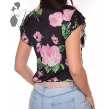 Nyakánál megkötős, fodros ujjú felső S/M, L/XL 