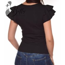 Fekete színű, fodros ujjú felső S, M, L, XL 