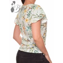 Tavaszi virágmintás, fodros ujjú felső S, M, L, XL