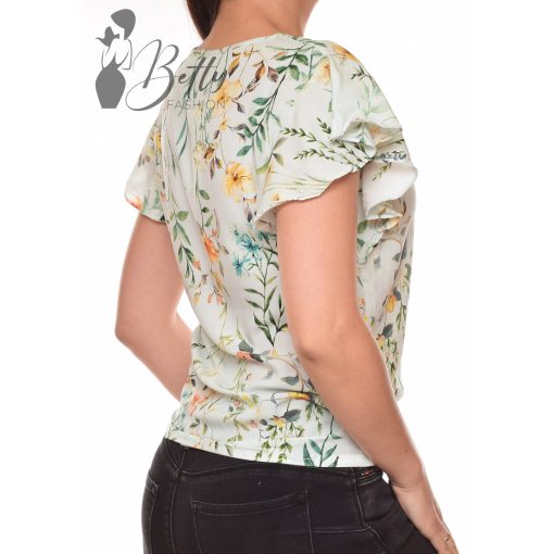 Tavaszi virágmintás, fodros ujjú felső S, M, L, XL