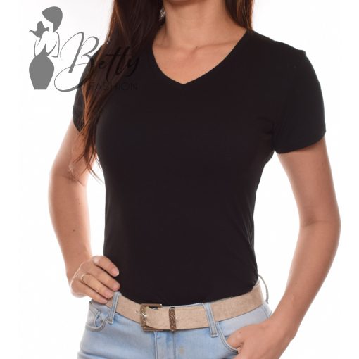 Fekete, V-nyakú pamut felső S, M, L, XL 