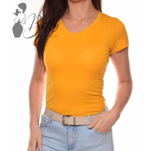 Mustársárga, V-nyakú pamut felső S, M, L, XL 