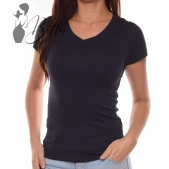 Sötétkék, V-nyakú pamut felső S, M, L, XL 