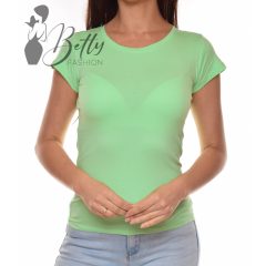 Mentazöld színű, kerek nyakú pamut felső S, M, L, XL 