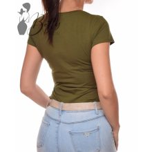 Sötétzöld, V-nyakú pamut felső S, M, L, XL 