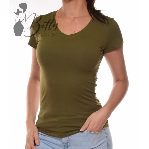 Sötétzöld, V-nyakú pamut felső S, M, L, XL 