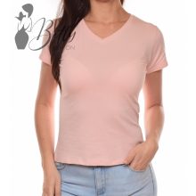 Rózsaszínű, V-nyakú pamut felső S, M, L, XL 