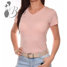 Rózsaszínű, V-nyakú pamut felső S, M, L, XL 