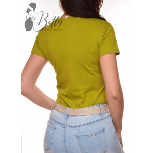 Olajzöld, V-nyakú pamut felső S, M, L, XL 