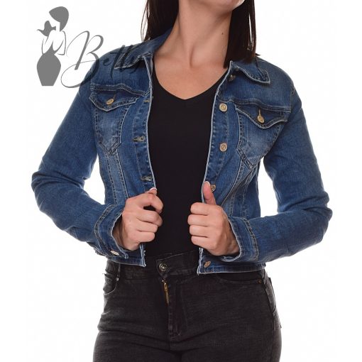 Kék színű, koptatott farmerkabát XS, S, M, L, XL, 2XL 