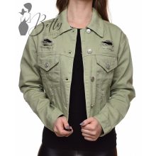 Zöld színű, szaggatott farmerkabát XS, S, M, L, XL