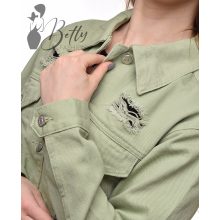 Zöld színű, szaggatott farmerkabát XS, S, M, L, XL
