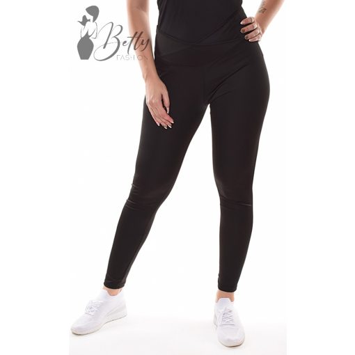 Fekete színű, átlapolt derekú leggings S/M, L/XL