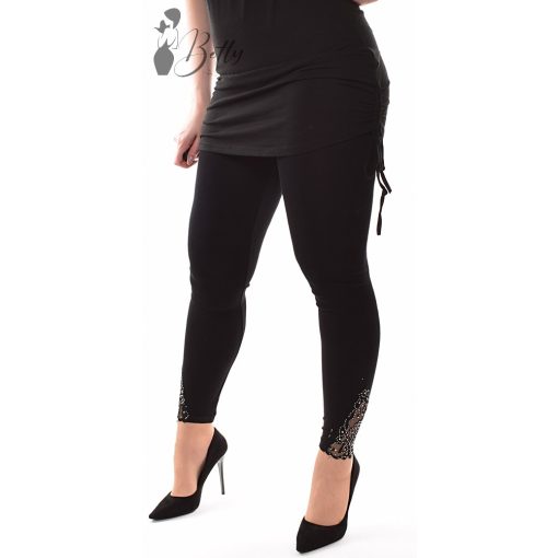 Fekete színű, szára végén strasszos leggings M/L, L/XL