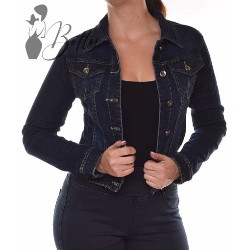 Sötétkék színű, koptatott farmerkabát XS, S, M, L, XL 