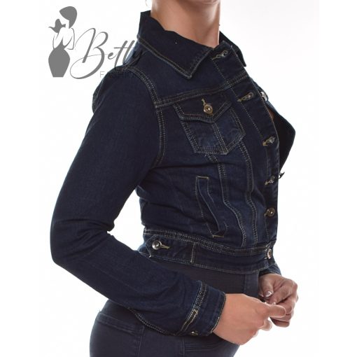 Sötétkék színű, koptatott farmerkabát XS, S, M, L, XL 