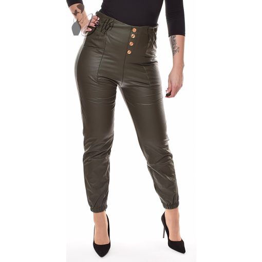 Gombdíszes, polárbélelt, műbőr nadrág S/M, L/XL, XL/2XL