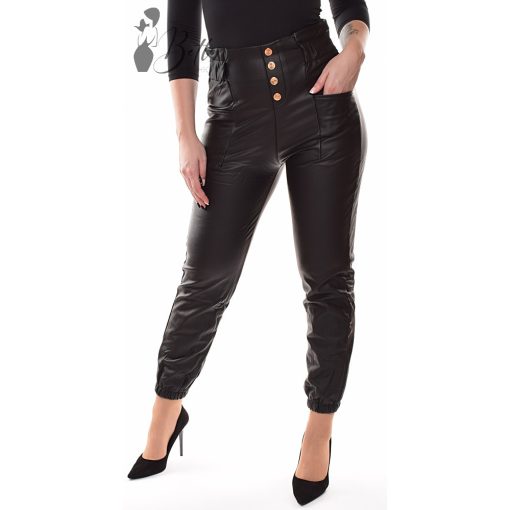 Gombdíszes, polárbélelt, műbőr nadrág S/M, L/XL, XL/2XL