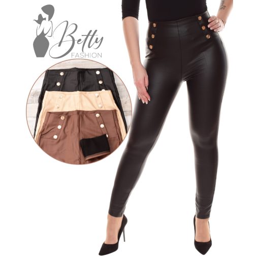 Polárbélelt, díszgombos, műbőr nadrág S/M, L/XL, XL/2XL