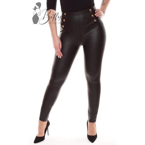 Polárbélelt, díszgombos, műbőr nadrág S/M, L/XL, XL/2XL