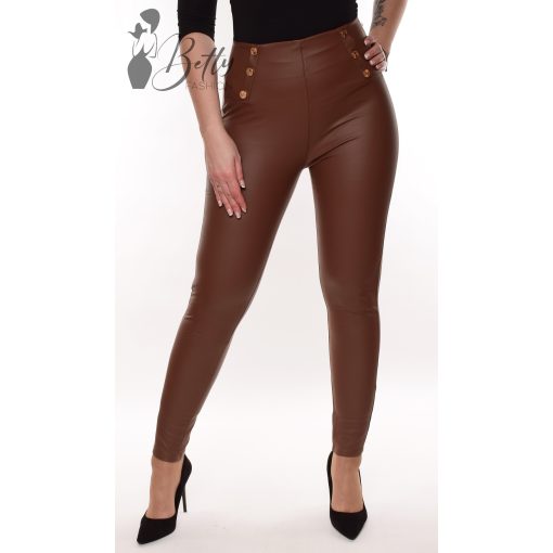 Polárbélelt, díszgombos, műbőr nadrág S/M, L/XL, XL/2XL