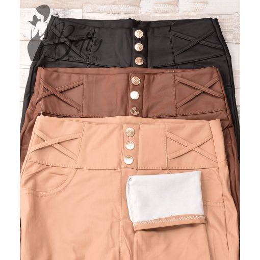 Polárbélelt, díszgombos, műbőr nadrág S/M, L/XL, XL/2XL