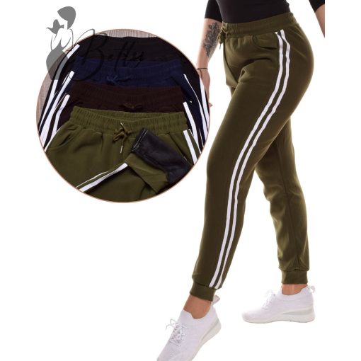 Szőrmebélelt, oldalt csíkos melegítő nadrág M-3XL