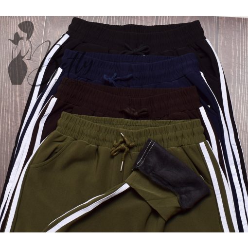 Szőrmebélelt, oldalt csíkos melegítő nadrág M-3XL