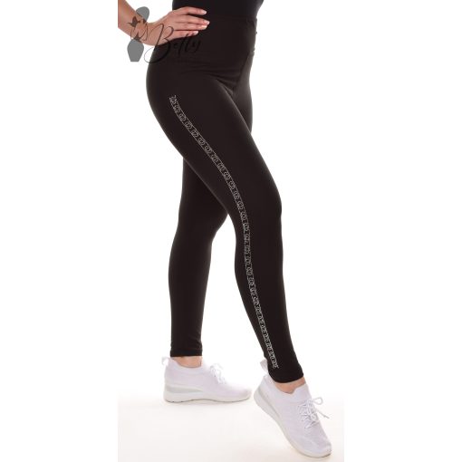 Két oldalt strasszköves, fekete legging S/M, L/XL, XL/2XL, 3XL/4XL, 5XL/6XL