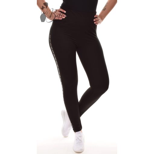 Két oldalt strasszköves, fekete legging S/M, L/XL, XL/2XL, 3XL/4XL, 5XL/6XL
