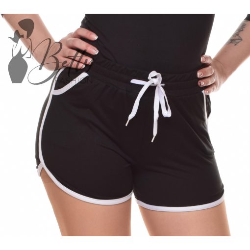 Oldlán fehér csíkos, zsebes rövidnadrág S/M, L/XL