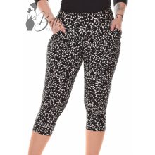 Apró levélmintás, derékban rakott térdnadrág S/M, L/XL