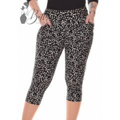 Apró levélmintás, derékban rakott térdnadrág S/M, L/XL
