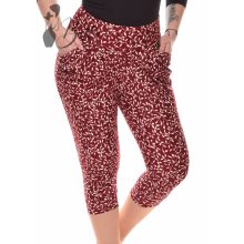 Apró levélmintás, derékban rakott térdnadrág S/M, L/XL