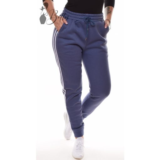 Oldalt csíkos, polárbélelt melegítő nadrág M/L, XL/XXL