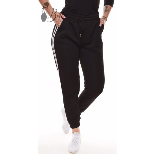 Oldalt csíkos, polárbélelt melegítő nadrág M/L, XL/XXL