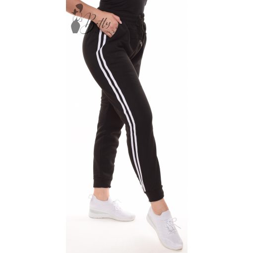 Oldalt csíkos, polárbélelt melegítő nadrág M/L, XL/XXL