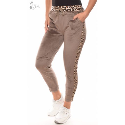 Leopárd mintás, puha plüss melegítő nadrág M/L, XL/XXL
