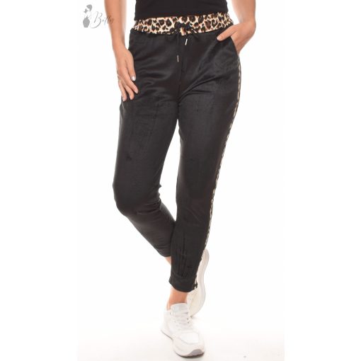 Leopárd mintás, puha plüss melegítő nadrág M/L, XL/XXL