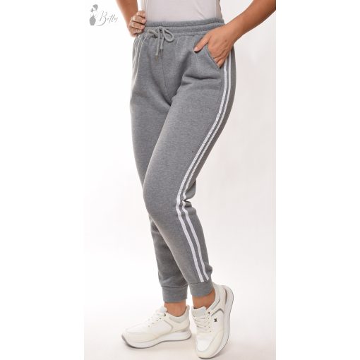 Oldalt dupla csíkos, polárbélelt melegítő nadrág S/M, L/XL