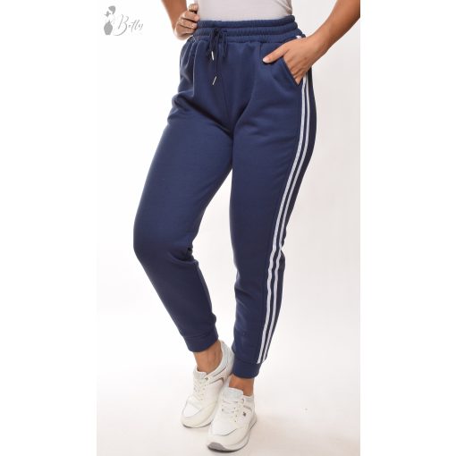 Oldalt dupla csíkos, polárbélelt melegítő nadrág S/M, L/XL