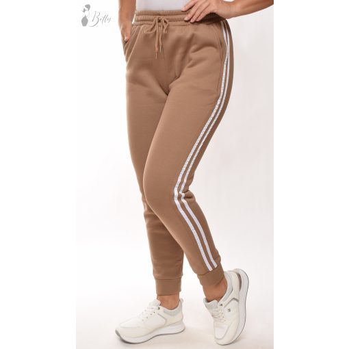 Oldalt dupla csíkos, polárbélelt melegítő nadrág S/M, L/XL