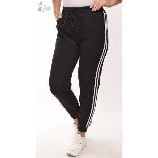 Oldalt dupla csíkos, polárbélelt melegítő nadrág S/M, L/XL