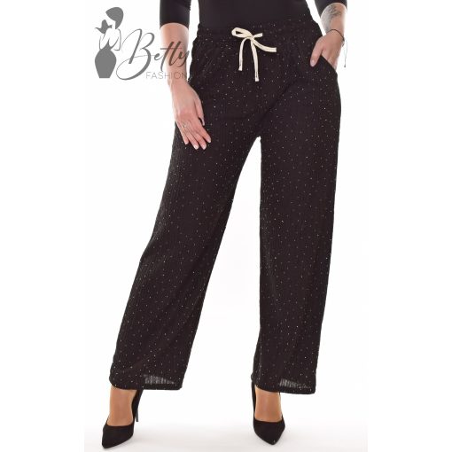 Strasszköves, bő szárú, lenge nadrág M/L, XL/XXL