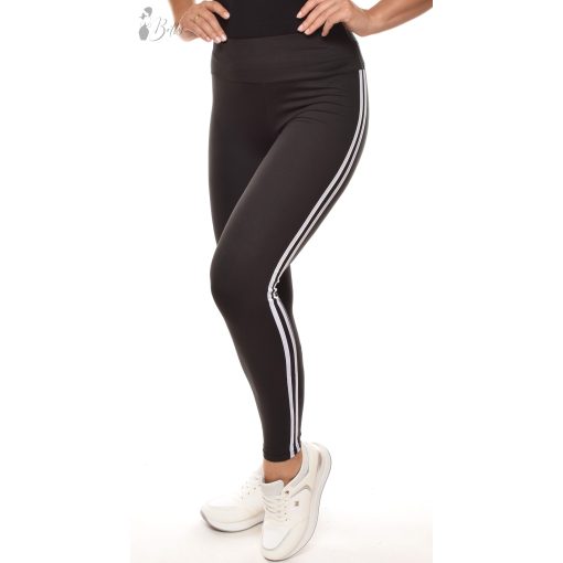 Oldalt dupla csíkos, sztreccses legging S/M, L/XL