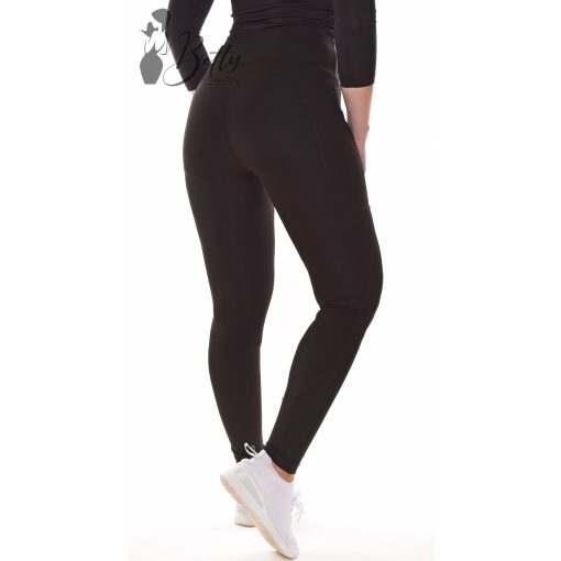 Bal szárán tüllbetétes, fekete sport legging S/M, L/XL, XL/2XL