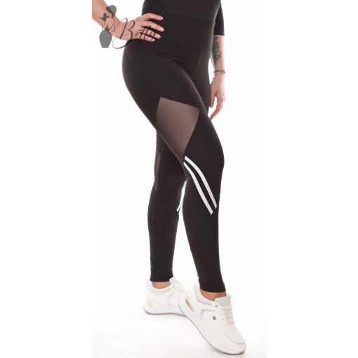Tüllbetétes, fekete sport legging S/M, L/XL, XL/2XL
